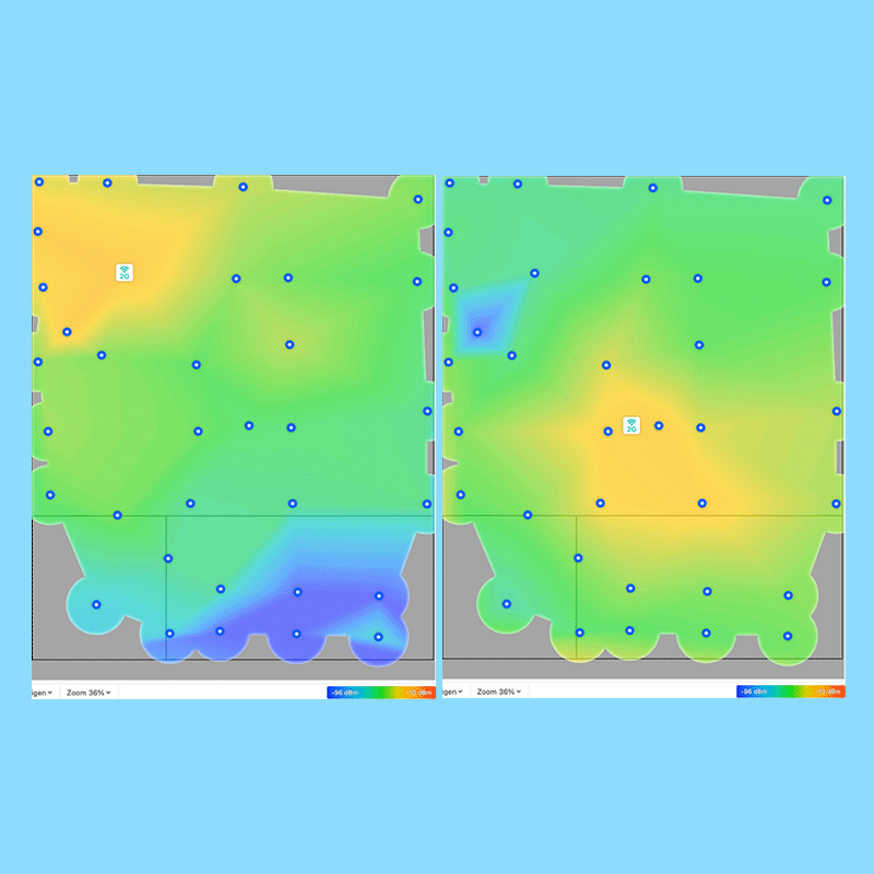 WLAN-Heatmaps zeigen die WLAN-Abdeckung in einem Raum.